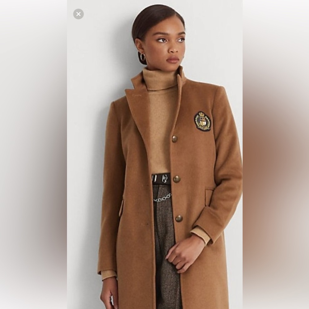 Polo by Ralph Lauren Camel Brown Wool Blend Pea Coat